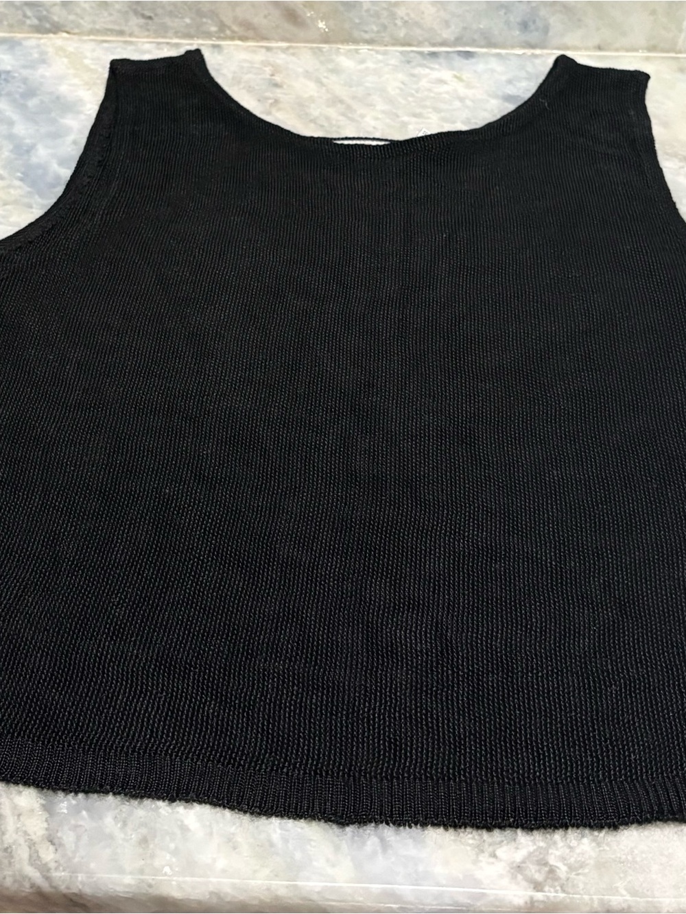 Black Knit Sleeveless Chicos Private Edition 100% Rayan Top